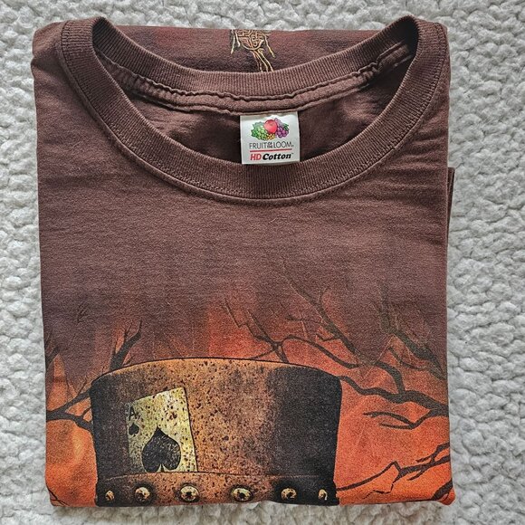 Scarecrow Skull Evil Graphic T-Shirt Halloween Design Brown HD Cotton L - Picture 7 of 8